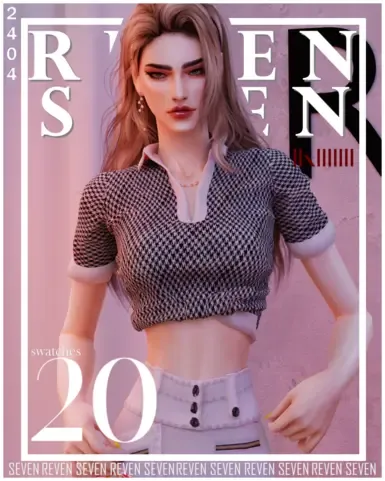 女式罗纹针织翻领短袖衬衫