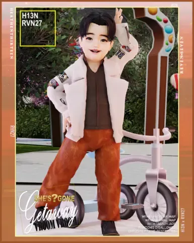 幼儿宽松款皮牛仔裤