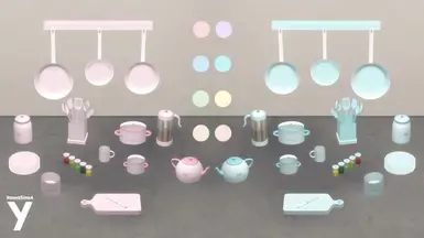 粉色柔彩厨房杂物套装 - YannaSims4