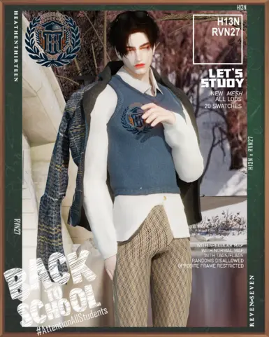 男士冬季校服 - 皇家背心式衬衫配肩披外套