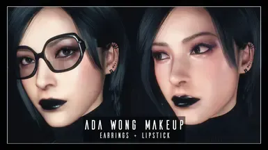 艾达·王妆容耳环与黑色唇膏