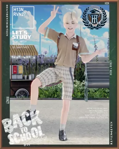 男生立领短袖衬衫 条纹设计 背带 校服