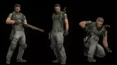 RE7 克里斯 黑发 反向服装