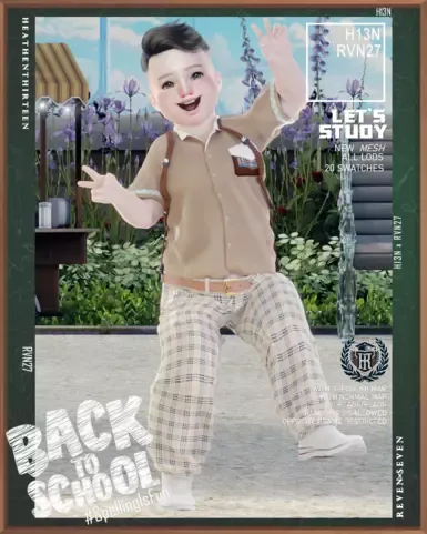幼儿领口短袖衬衫条纹设计背带校服