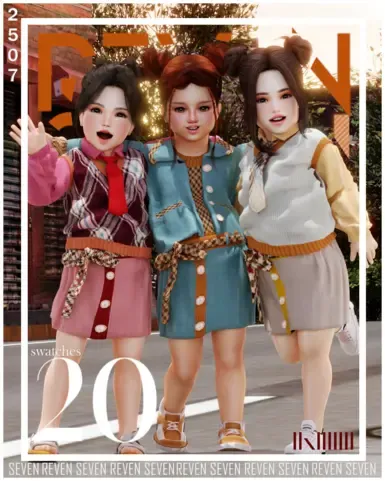 幼儿经典前扣系带裙