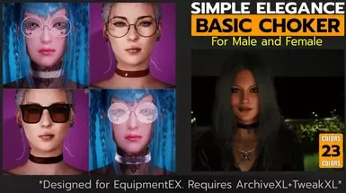 Kwek的简约优雅基础项圈。男女通用。专为EquipmentEX设计。需ArchiveXL和TweakXL支持。