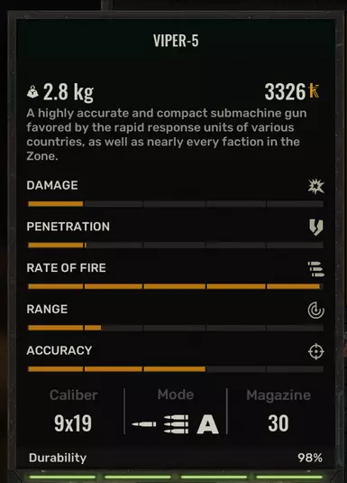 无武器（及可选服装）耐久度损失