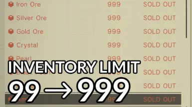 Inventory Limit Increase to 999