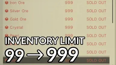 Inventory Limit Increase to 999