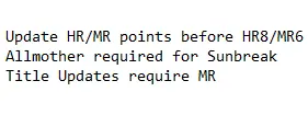 进阶脚本合集 - 在HR8 MR6前更新等级点数 - 全母亲曙光 - MR锁定的TUs