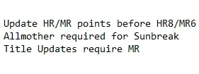 进阶脚本合集 - 在HR8 MR6前更新等级点数 - 全母亲曙光 - MR锁定的TUs