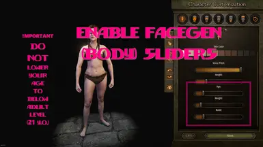 启用FaceGen(身体)滑块