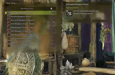 Armor Sphere → 铠甲宝珠
Relic Melding → 遗物融合