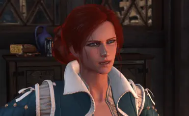 Triss 大红褐色圆发髻发型 (整合DLC发型)