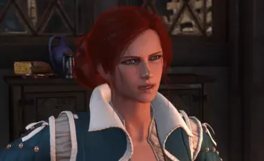Triss 大红褐色圆发髻发型 (整合DLC发型)