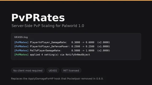 PvPRates - 服务器端 PvP 缩放
