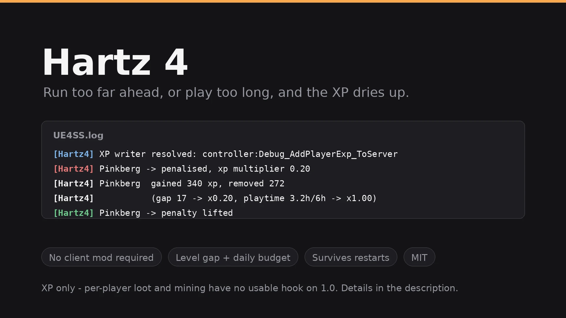 Hartz 4 - 等级差距与游戏时间经验值限制