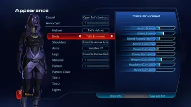Tali服装和护甲for Femshep LE3