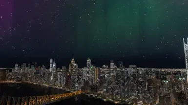 曼哈顿上空的极光