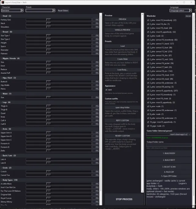 Legion's BodySlide and Refit BETA