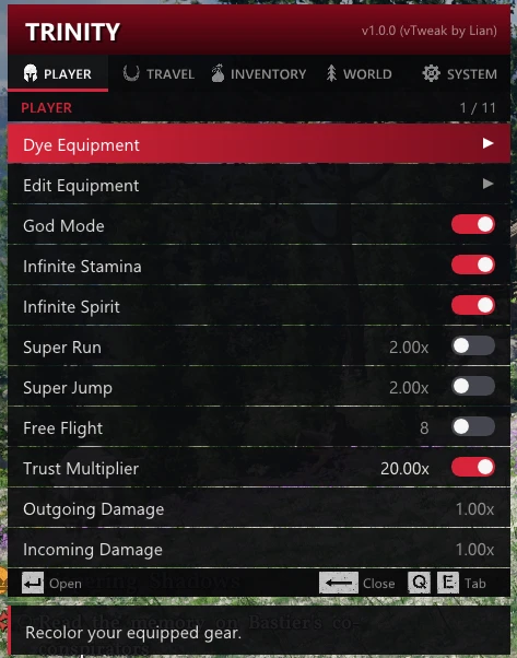 Trinity - Mod Menu and In-Game Trainer (1.18.01)