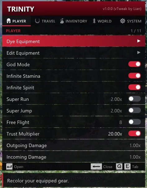 Trinity - Mod Menu and In-Game Trainer (1.18.01)