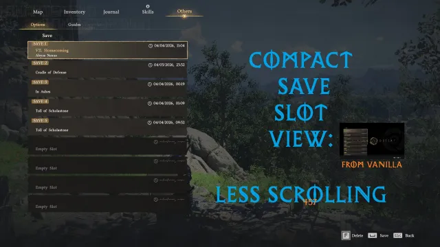 Compact save slot view - less scrolling