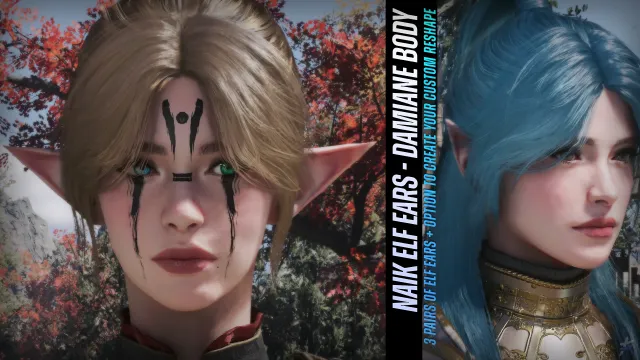 NaiK Elf Ears for Damiane Body with Slider Option