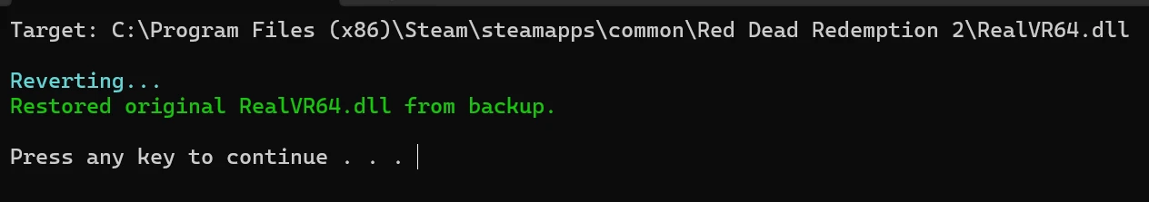 RDR2 R.E.A.L. VR lockfree_table capacity exceeded Popup Fix