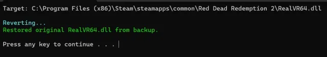 RDR2 R.E.A.L. VR lockfree_table capacity exceeded Popup Fix