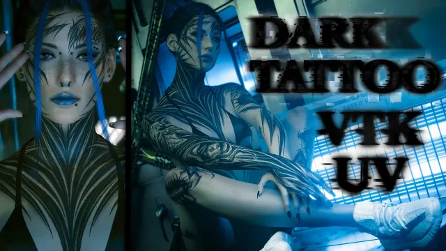 暗黑恶魔与字母纹身 - VTK HYST ANGEL UV - 女性V - 全身
