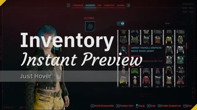 Inventory Instant Preview (Supports Equipment-EX and Virtual Atelier)