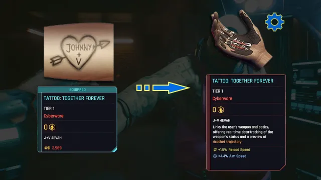 Johnny's tattoo Together Forever is now useful cyberware