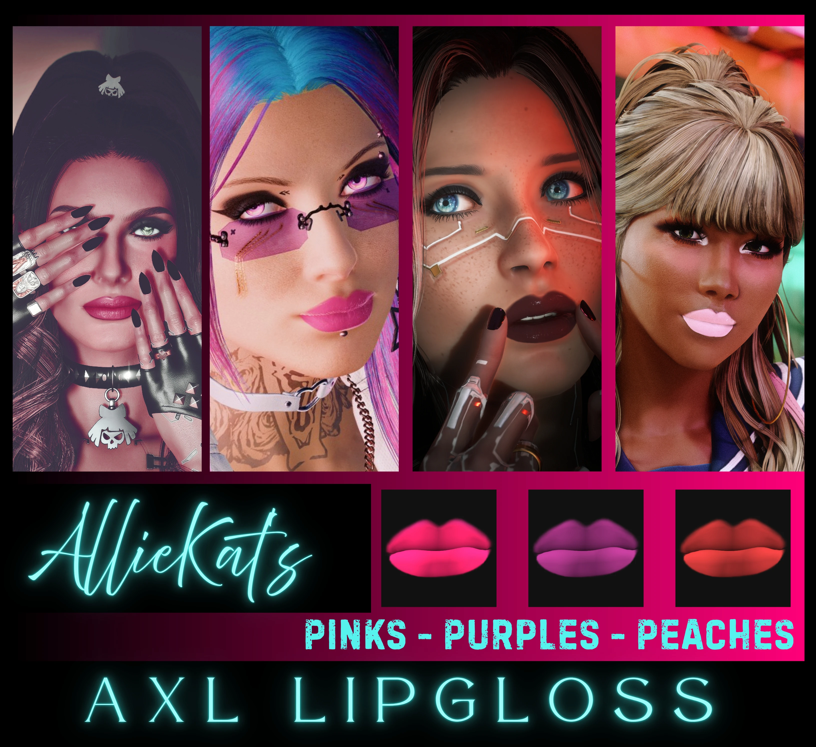 Alliekat's AXL 唇彩 - 粉色 紫色 蜜桃色