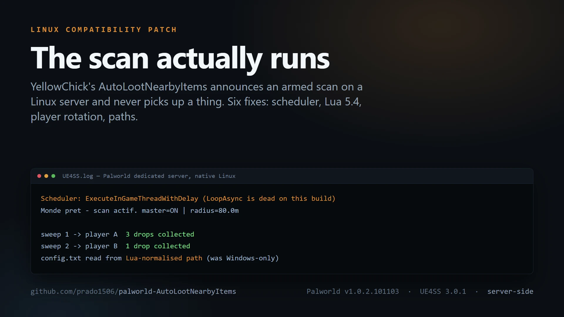 AutoLootNearbyItems - Linux 专用服务器补丁