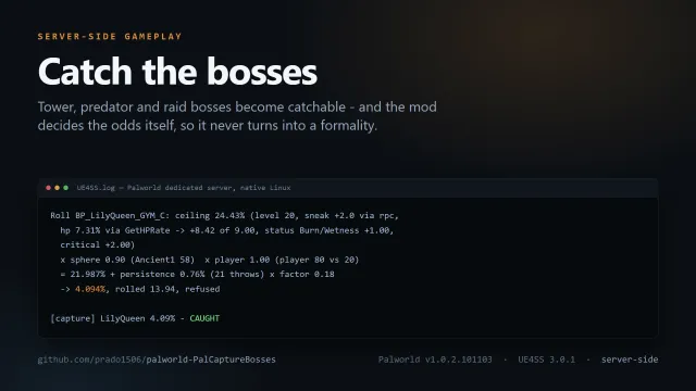 PalCaptureBosses - 服务端可捕获BOSS