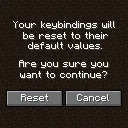 Reset Keys Confirmation Screen