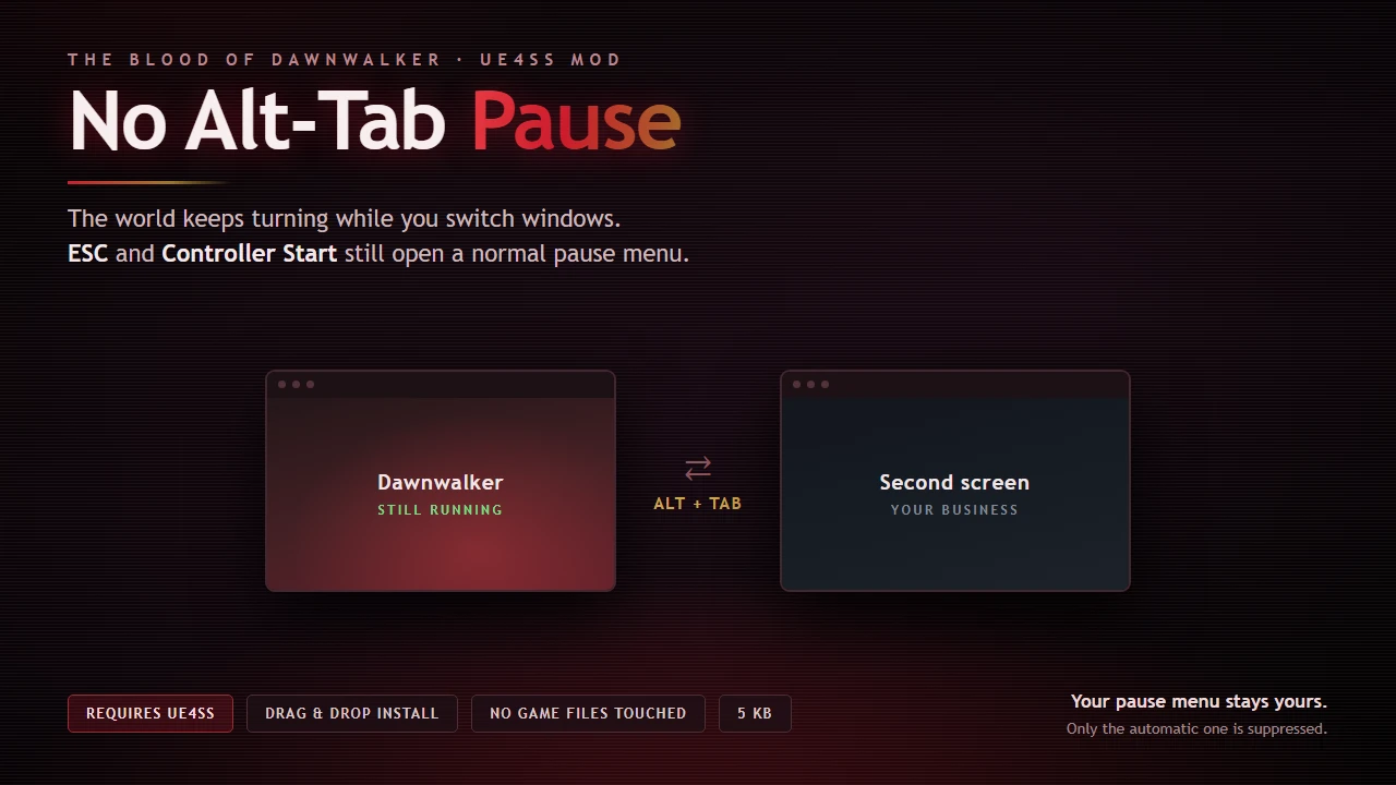 禁用Alt+Tab暂停 - 切出时游戏继续运行