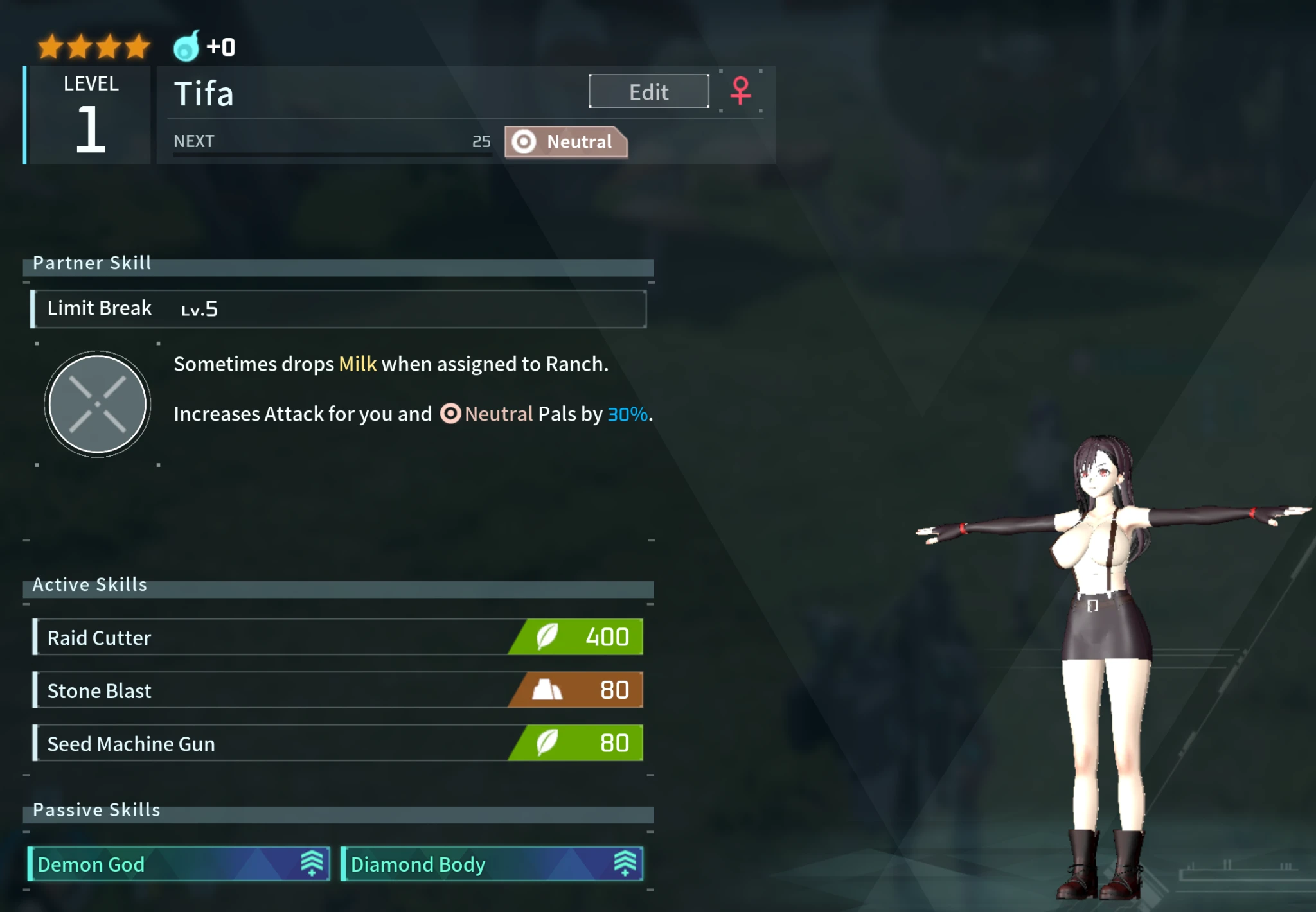Tamable Breedable Tifa with Partner Skill