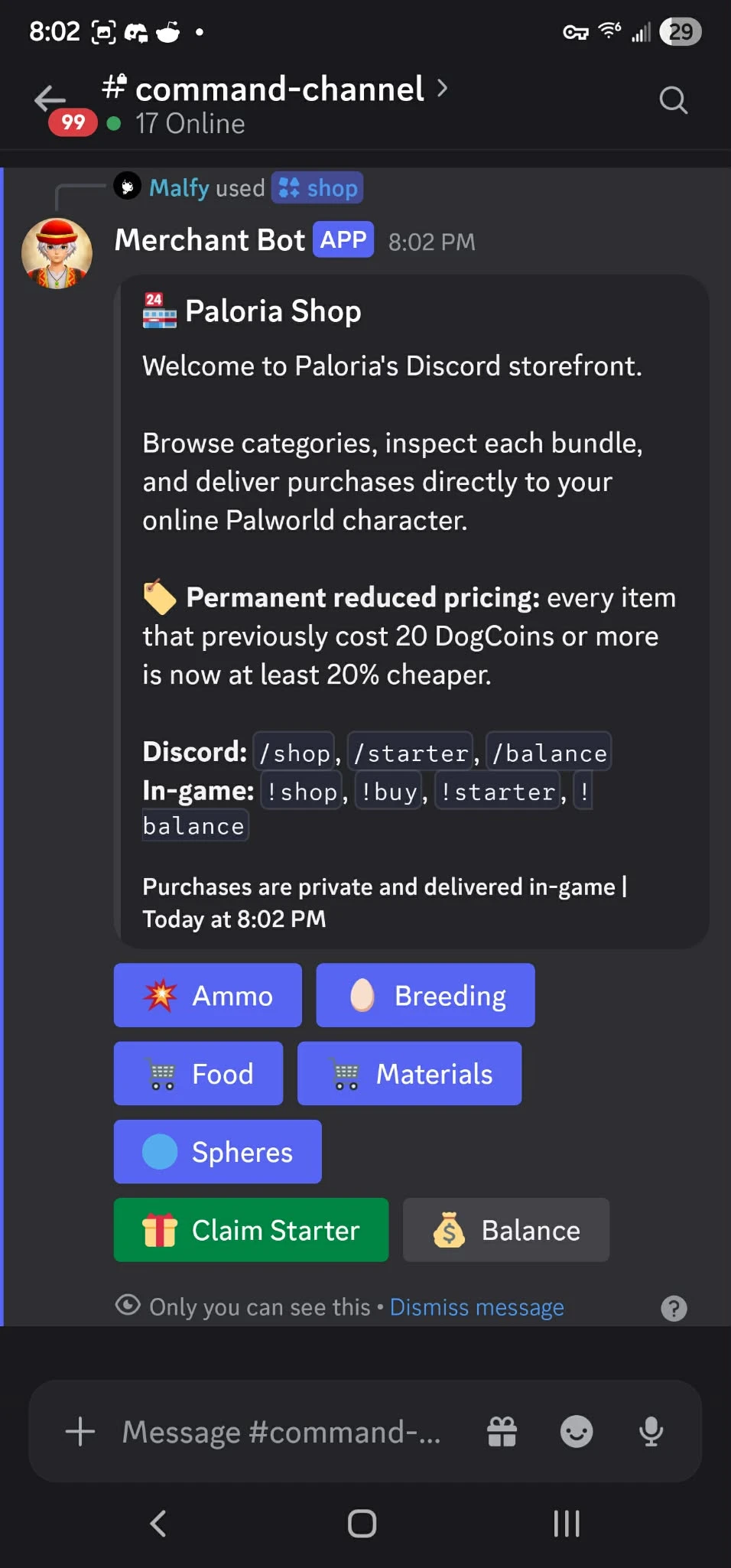Palworld Merchant Bot