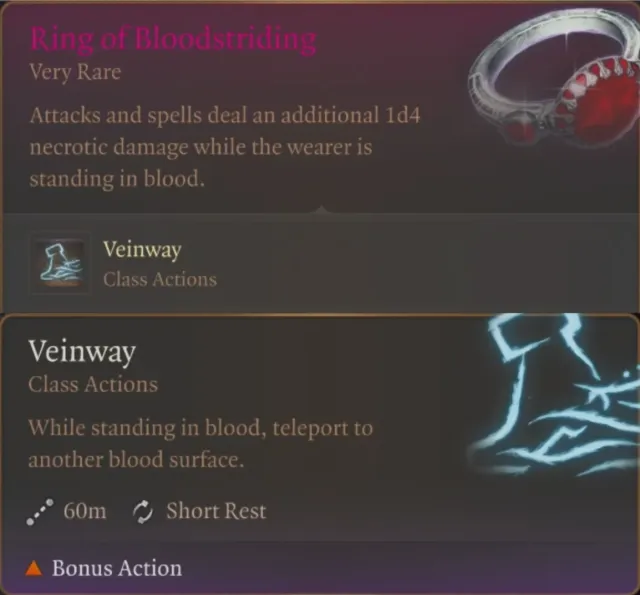 Ring of Bloodstriding - Blood Puddle Teleportation and Buff