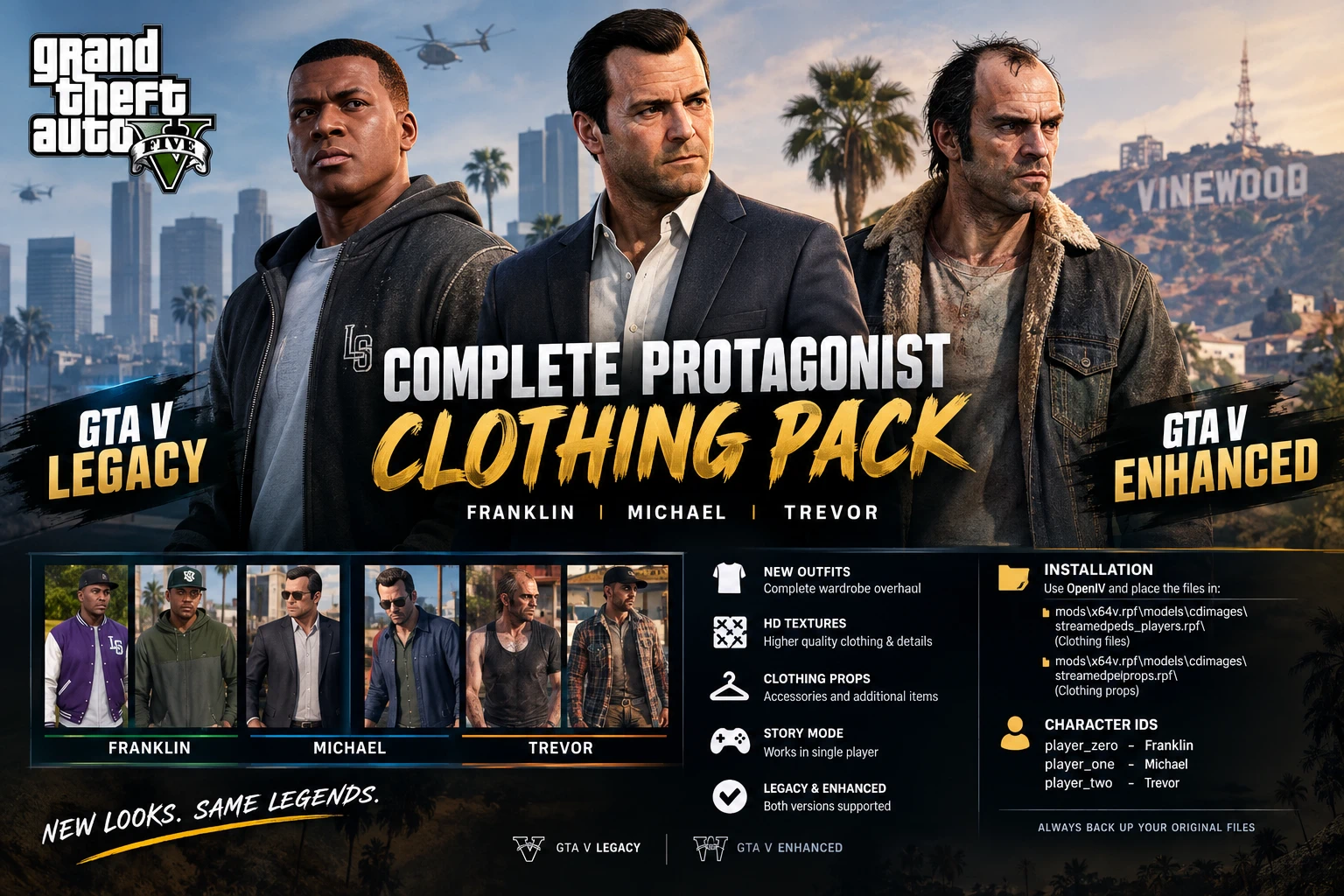 GTA V 传承版完整主角服装包