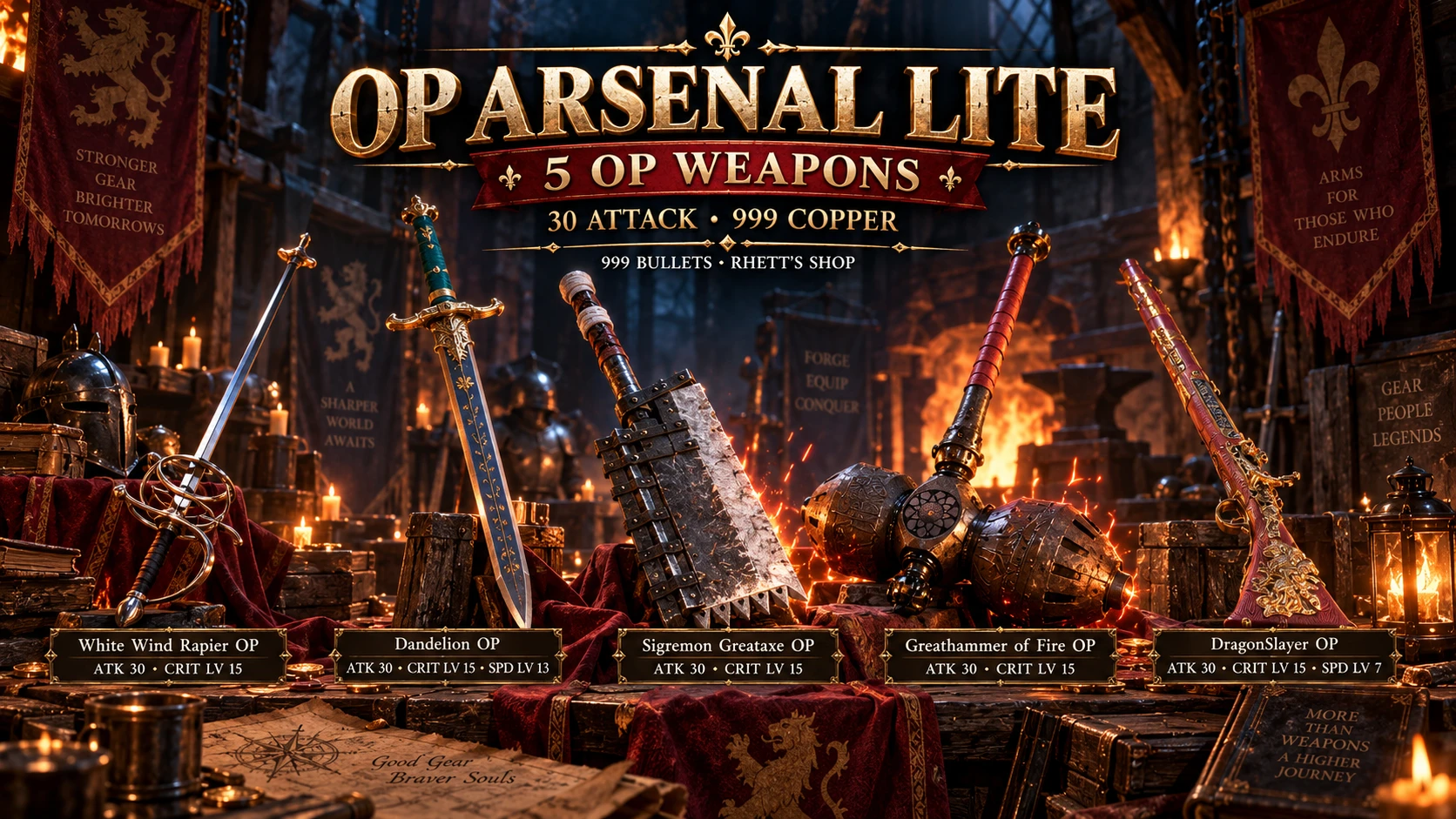 OP军火库精简版 - 30把攻击力武器只需999铜币
