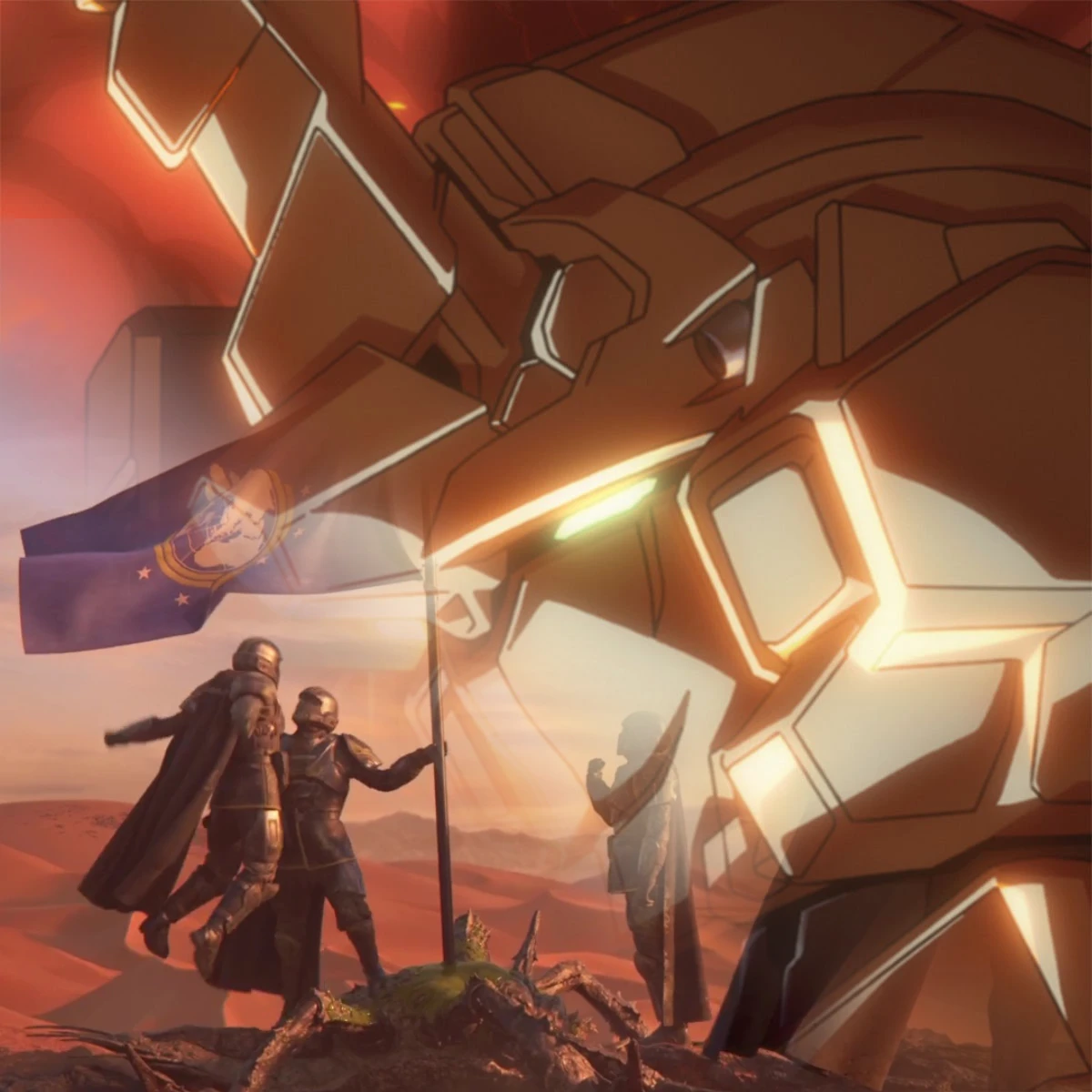 Gundam Unicorn theme flag rise