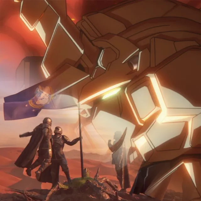 Gundam Unicorn theme flag rise