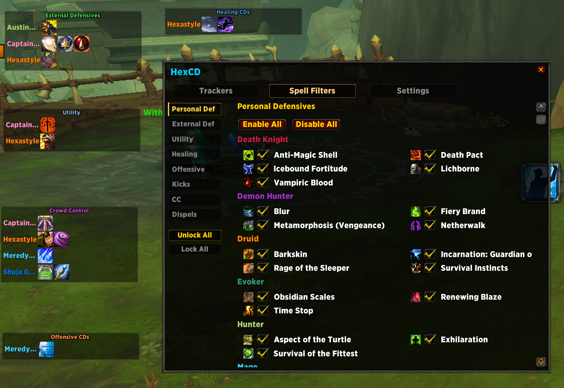 Config GUI — Spell Filters tab