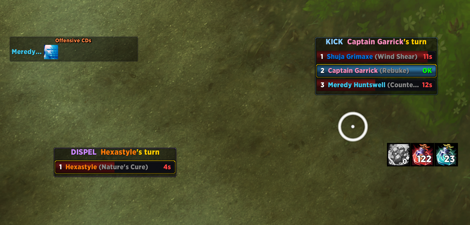 Kick and Dispel rotation panels