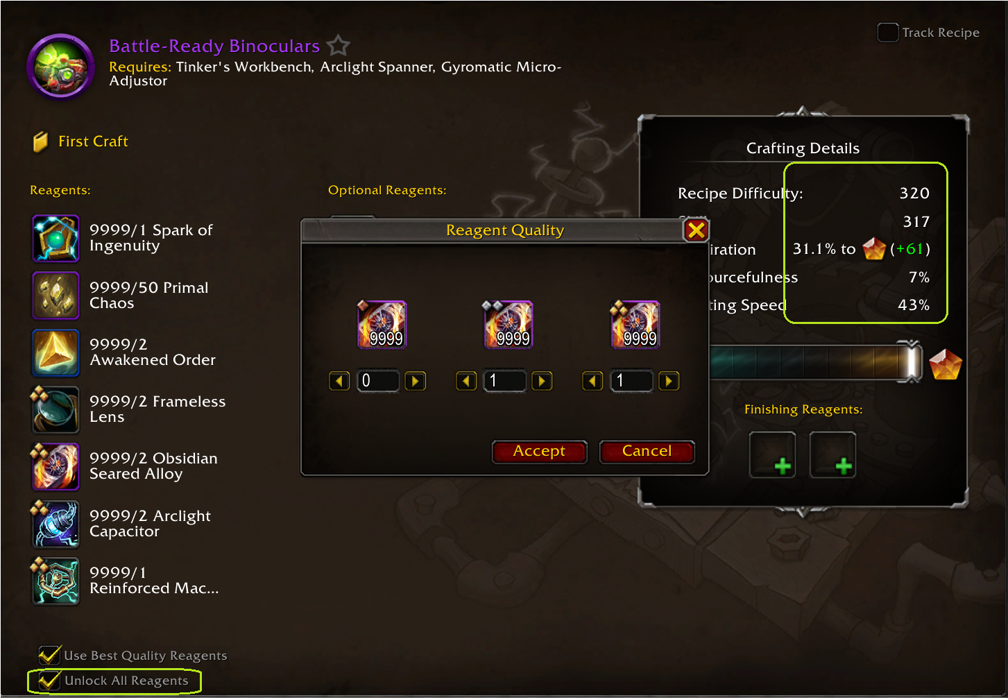 转-制造业材料模拟解锁Enhanced Crafting UI - Fixed