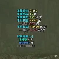 [诗逸] 采集效率统计（诺森德、外域、环形山）
